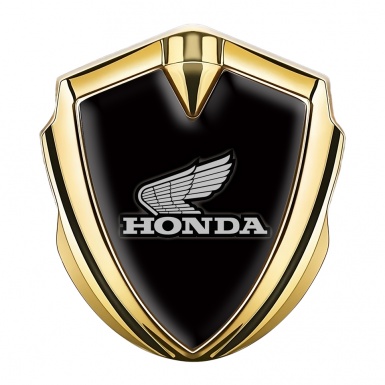 Honda 3D Car Metal Domed Emblem Gold Black Greyscale Edition