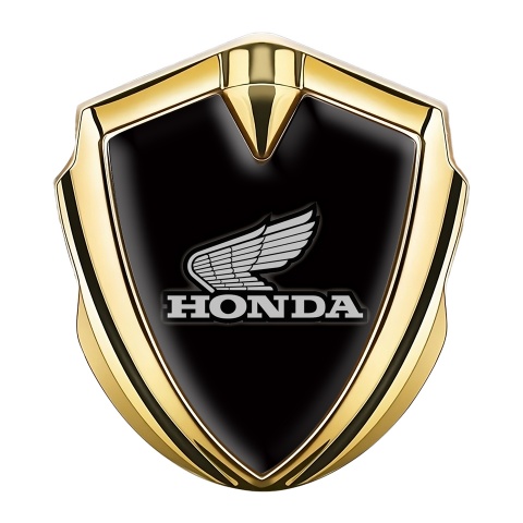 Honda 3D Car Metal Domed Emblem Gold Black Greyscale Edition