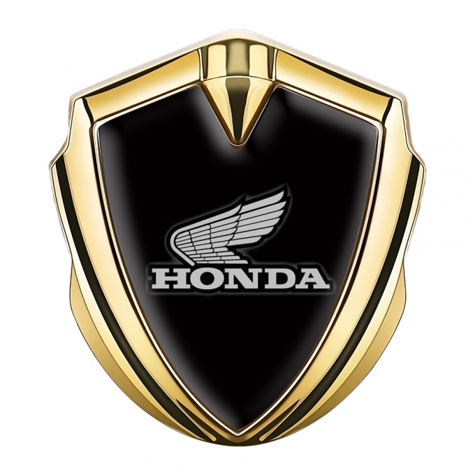 Honda 3D Car Metal Domed Emblem Gold Black Greyscale Edition