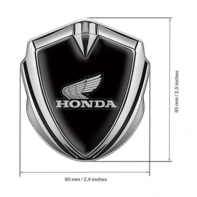 Honda 3D Car Metal Domed Emblem Silver Black Greyscale Edition