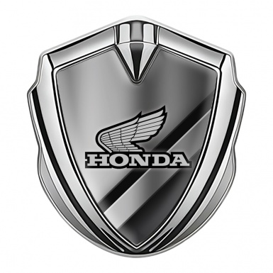 Honda Emblem Self Adhesive Silver Steel Matte Plates Grey Logo