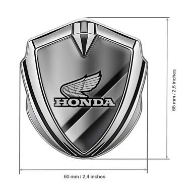 Honda Emblem Self Adhesive Silver Steel Matte Plates Grey Logo