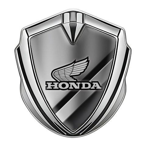 Honda Emblem Self Adhesive Silver Steel Matte Plates Grey Logo