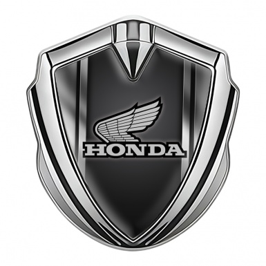 Honda Emblem Badge Self Adhesive Silver Side Frame Grey Logo