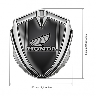 Honda Emblem Badge Self Adhesive Silver Side Frame Grey Logo