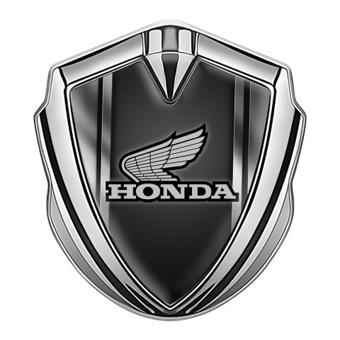 Honda Emblem Badge Self Adhesive Silver Side Frame Grey Logo
