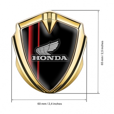Honda Emblem Fender Badge Gold Black Base Crimson Stripes Design