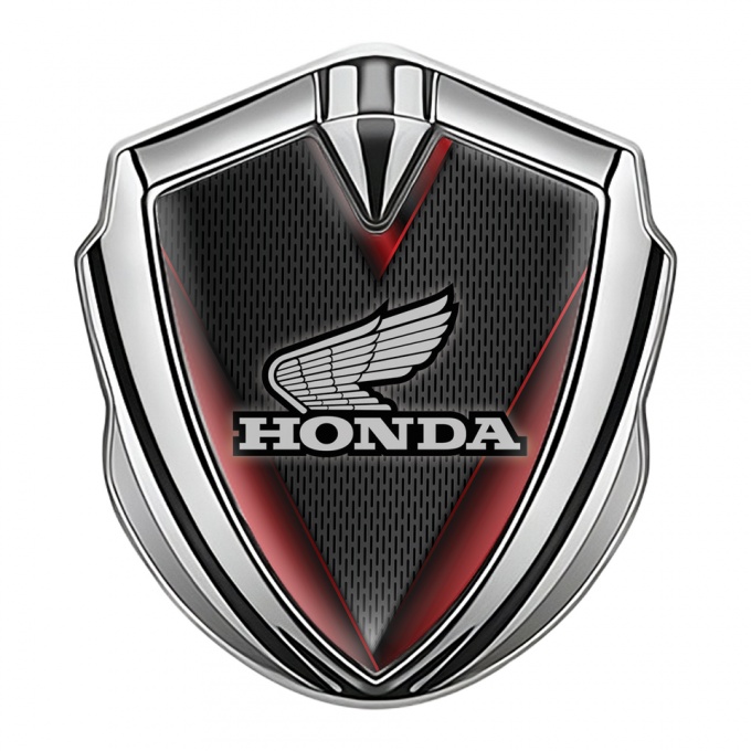 Honda Fender Emblem Metal Silver Dark Mesh Crimson Elements