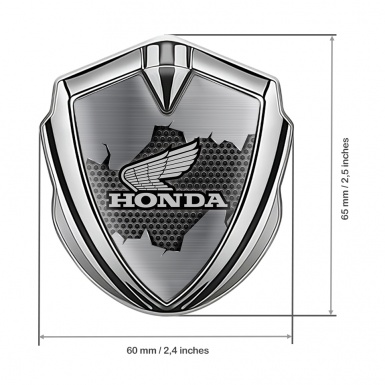 Honda Bodyside Emblem Badge Silver Torn Metal Sheet Grey Logo