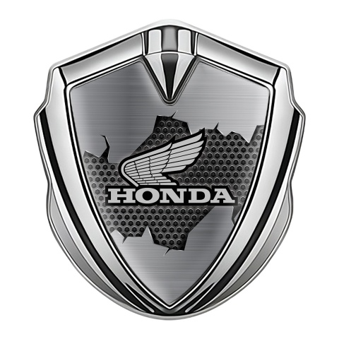 Honda Bodyside Emblem Badge Silver Torn Metal Sheet Grey Logo