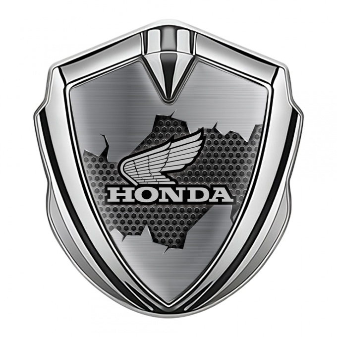 Honda Bodyside Emblem Badge Silver Torn Metal Sheet Grey Logo