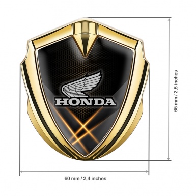 Honda Bodyside Domed Emblem Gold Orange Hex Light Beams Motif
