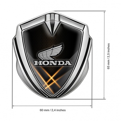 Honda Bodyside Domed Emblem Silver Orange Hex Light Beams Motif