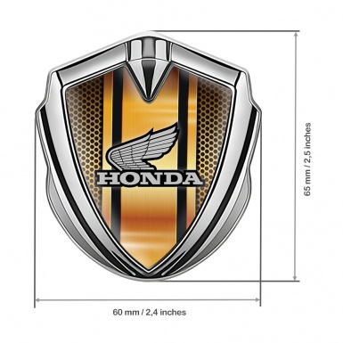 Honda Bodyside Emblem Self Adhesive Silver Orange Mesh Grey Logo