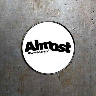 Almost Scate Silicone Stickers White Black Circle 2 pcs