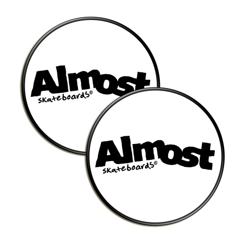 Almost Scate Silicone Stickers White Black Circle 2 pcs