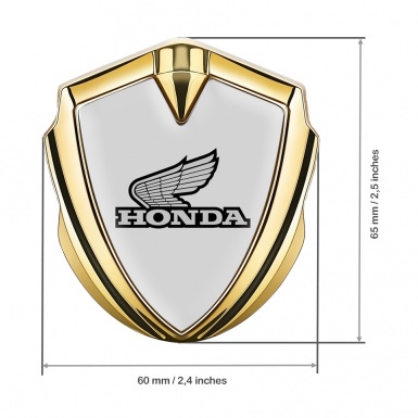 Honda Emblem Badge Self Adhesive Gold Grey Background Winged Logo