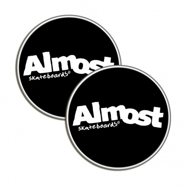Almost Skate Silicone Stickers Black White Circle 2 pcs