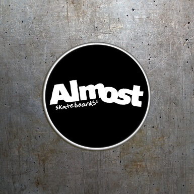 Almost Skate Silicone Stickers Black White Circle 2 pcs