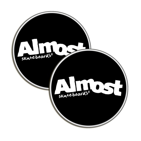 Almost Skate Silicone Stickers Black White Circle 2 pcs