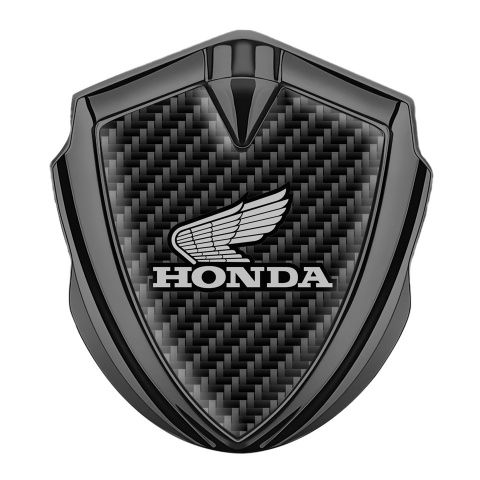 Honda Bodyside Emblem Badge Graphite Black Carbon Winged Design
