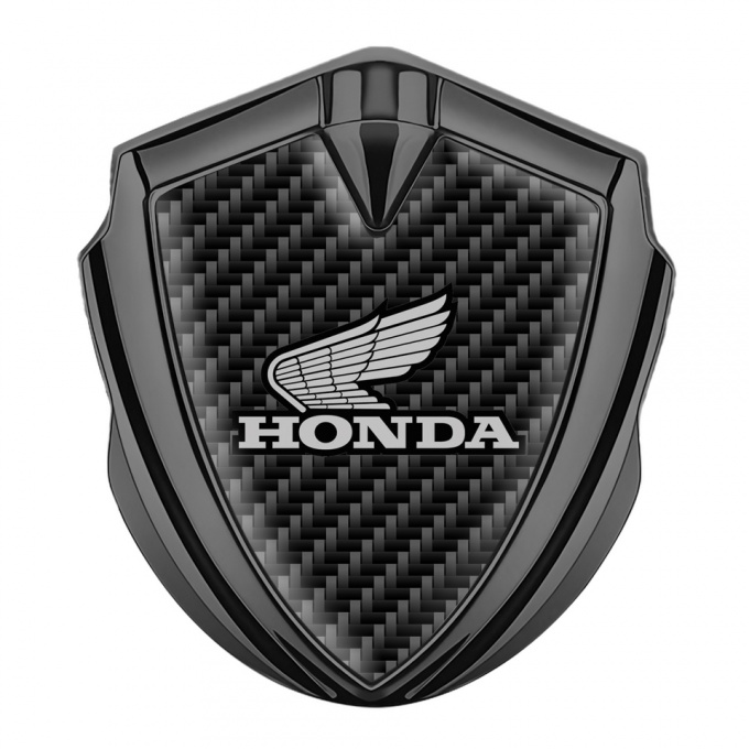 Honda Bodyside Emblem Badge Graphite Black Carbon Winged Design