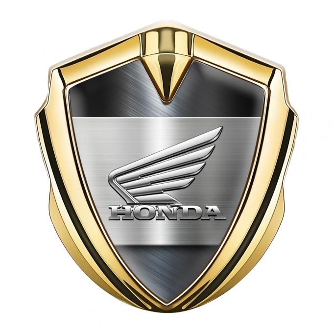 Honda Trunk Emblem Badge Gold Bluish Steel Chromed Effect