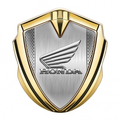 Honda Bodyside Domed Emblem Gold Steel Grate Center Chrome Wings