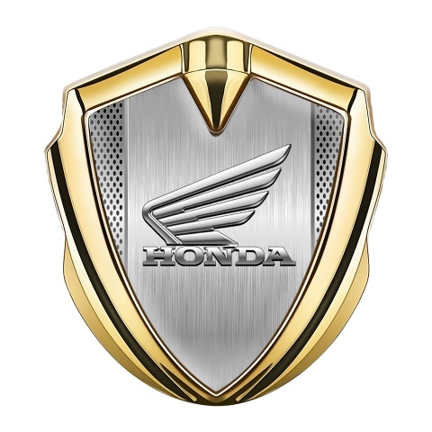 Honda Bodyside Domed Emblem Gold Steel Grate Center Chrome Wings