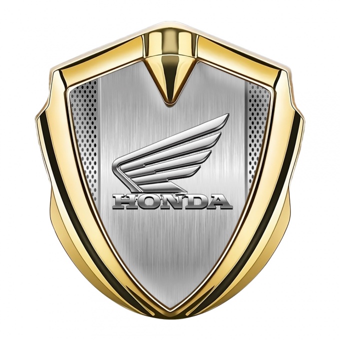 Honda Bodyside Domed Emblem Gold Steel Grate Center Chrome Wings