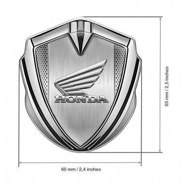 Honda Bodyside Domed Emblem Silver Steel Grate Center Chrome Wings