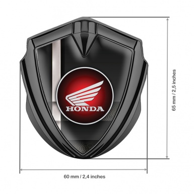 Honda Metal Emblem Self Adhesive Graphite Black White Stripe Circle Logo