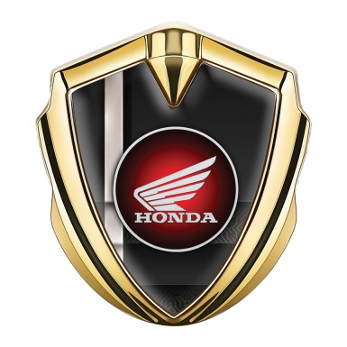 Honda Metal Emblem Self Adhesive Gold Black White Stripe Circle Logo