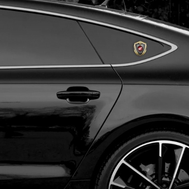 Honda 3D Car Metal Domed Emblem Gold Grey Hex Circle Motif