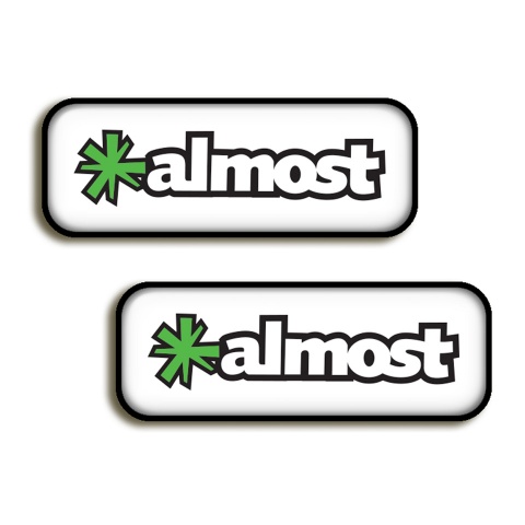 Almost Silicone 3D Stickers White with Green Logo 2 pcs