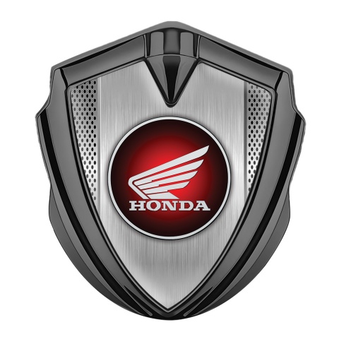 Honda Emblem Fender Badge Graphite Metallic Mesh Circle Design