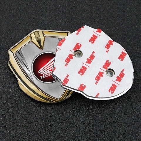 Honda Emblem Fender Badge Gold Metallic Mesh Circle Design