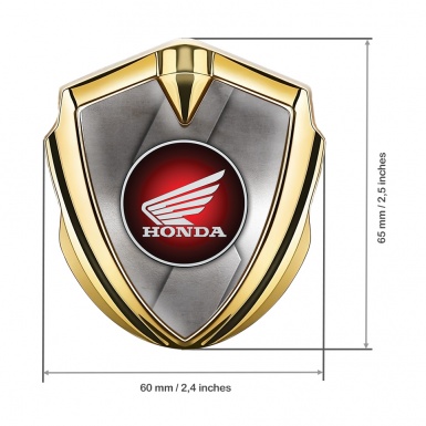 Honda Fender Emblem Metal Gold Rough Metal Curve Circle Logo