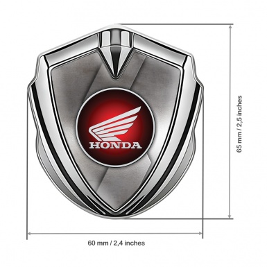 Honda Fender Emblem Metal Silver Rough Metal Curve Circle Logo