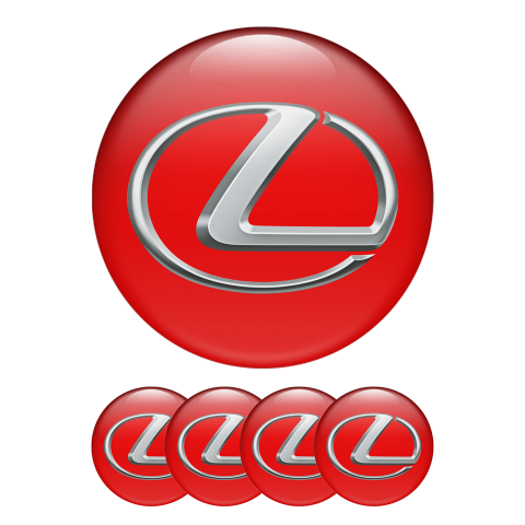 Lexus Domed Stickers Wheel Center Cap Red