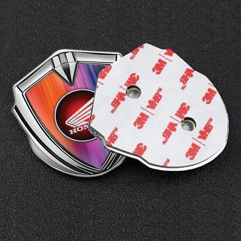Honda Emblem Trunk Badge Silver Color Gradient Crimson Circle