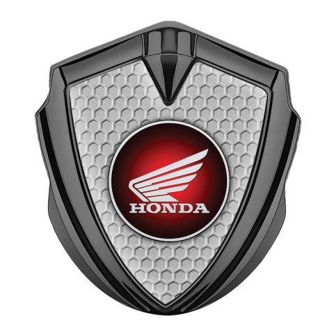 Honda Bodyside Domed Emblem Graphite Grey Honeycomb Red Circle