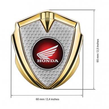 Honda Bodyside Domed Emblem Gold Grey Honeycomb Red Circle