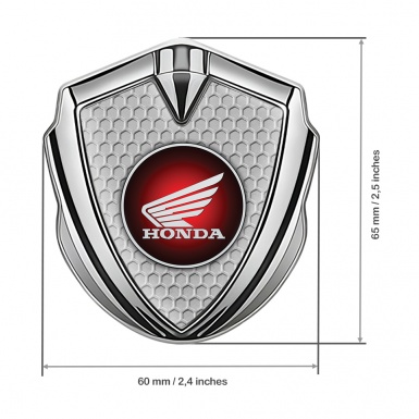 Honda Bodyside Domed Emblem Silver Grey Honeycomb Red Circle