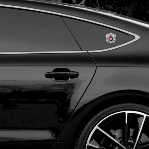Honda Bodyside Domed Emblem Silver Grey Honeycomb Red Circle