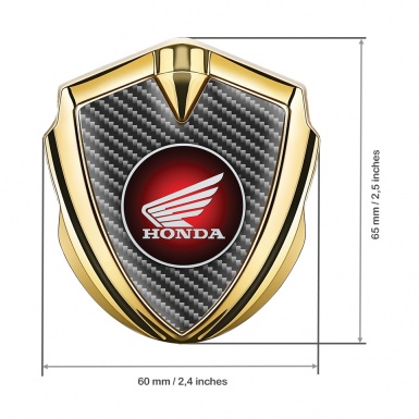 Honda Bodyside Emblem Self Adhesive Gold Dark Fiber Red Design