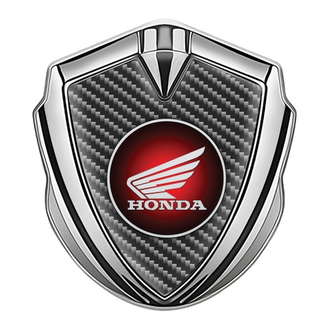 Honda Bodyside Emblem Self Adhesive Silver Dark Fiber Red Design