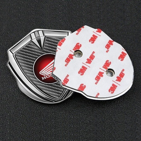 Honda Bodyside Emblem Self Adhesive Silver Dark Fiber Red Design