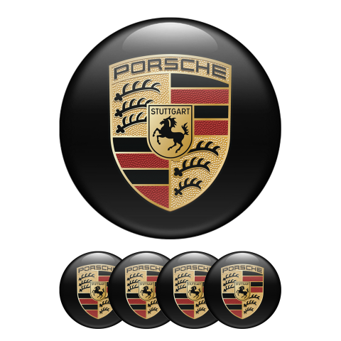 Porsche Silicone Stickers Wheel Center Cap Black