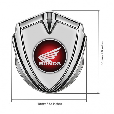 Honda Emblem Badge Self Adhesive Silver Moon Grey Circle Logo